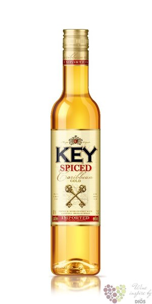 Key „ Spiced gold ” Caribbean flavored rum by Stock Božkov 35% vol.    0.50 l