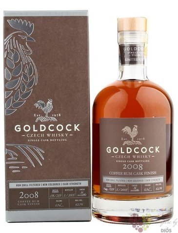 Gold Cock 2008  Coffee rum cask finish b.36  Moravian whisky 62.7% vol.  0.70 l