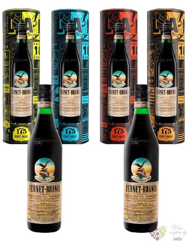 Branca  Fernet Original Art deco set  herbal liqueur by Fratelli Branca 39% vol. 6x0.70 l