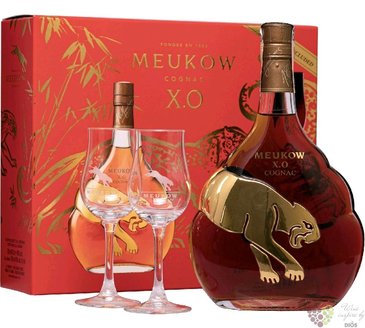 Meukow „ XO ” glass set Cognac Aoc 40% vol.  0.70 l
