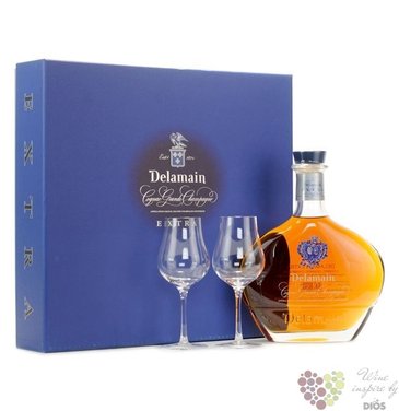 Delamain „ Extra ” glass set Grande Champagne Cognac 40% vol.  0.70 l