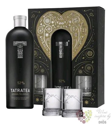 Tatratea „ Original  ” glass set Slovak herbal liqueur by Karloff 52% vol.  0.70l