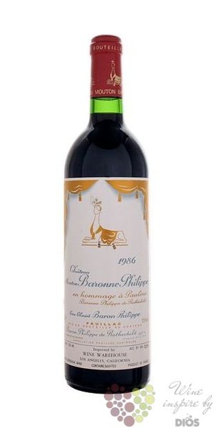 Chateau Mouton Baronne Philippe 1961 Pauillac 5éme Grand Cru Classé en 1855  0.75l