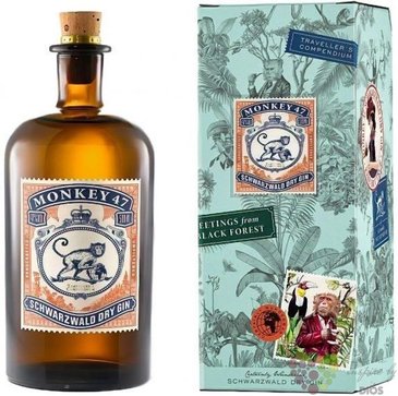 Monkey 47 „ Travellers Compendium ” Schwarzwald dry German gin 47% vol.  0.50 l