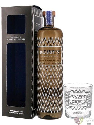 Bobbys Schiedam glass set Dutch dry gin 42% vol.  0.70 l