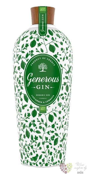 Generous „ Organic Coriander &amp; Combava ” French dry gin 44% vol  0.70 l