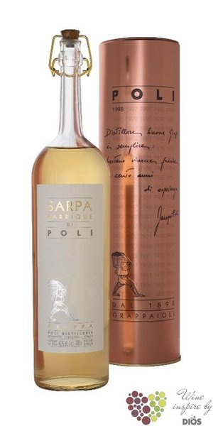 Grappa „ Sarpa di Poli barrique ” original aged Italian brandy by Jacopo Poli 40% vol.   0.70 l