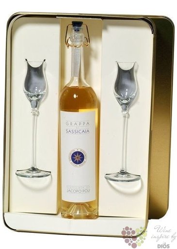 Grappa  Barili di Sassicaia  2glass pack Jacopo Poli &amp; tenuta San Guido 40% vol.   0.50 l