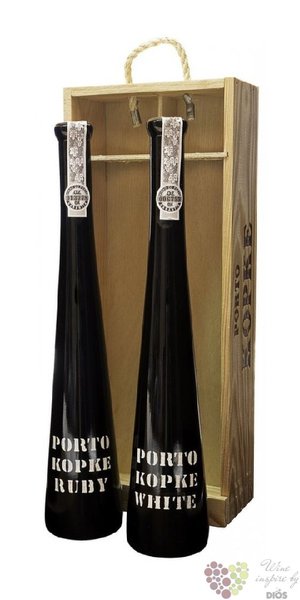 Kopke fine „ White &amp; Ruby ” wood box Porto Doc  2x0.375 l