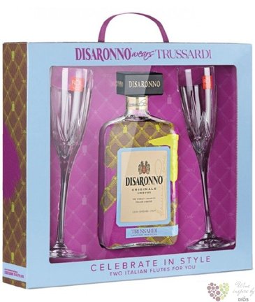 diSaronno  Trussardi   ltd. edition glass set Italian amaretto by Illva Saronno 28% vol. 0.70 l