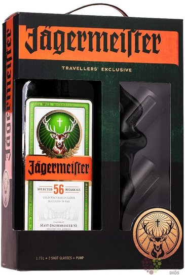 Jagermeister „ Original ” glass box German herbal liqueur 35% vol.  1.75 l