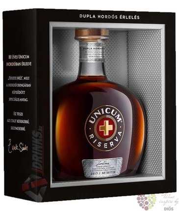 Unicum „ Riserva ” Hungarian herbal liqueur by Zwack 40% vol.  0.70 l
