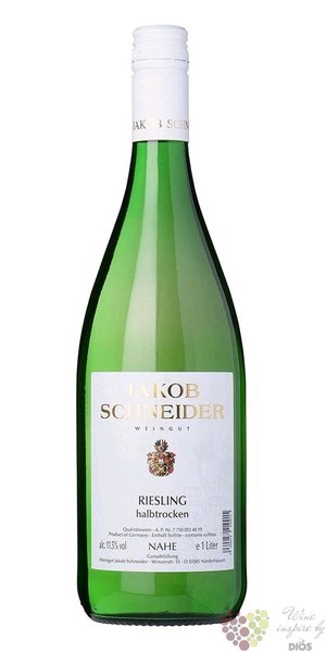 Riesling trocken  Durchgegoren  Nahe QbA Jakob Schneider  1.00 l