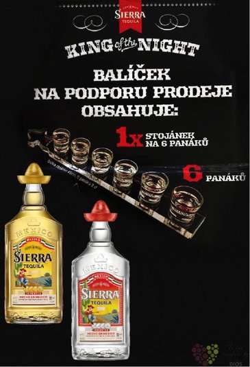 Sierra „ King of the night set ” servírovací set šesti sklenic s tequilou Sierra 2 x 1.00 l