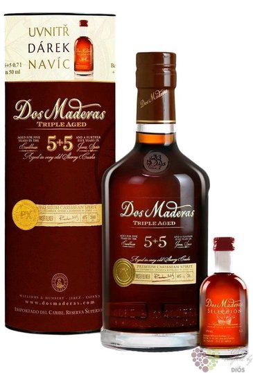 Dos Maderas „ PX 5 + 5 ” gift set Caribbean rum Williams &amp; Humbert 40% vol.  0.70 l