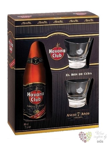 Havana Club „ Aňejo 7 Aňos ” 2 glass gift pack aged Cuban rum 40% vol.   0.70 l