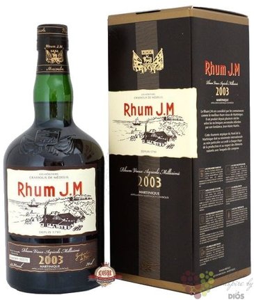 J.M Rhum 2003 vintage Martinique rum 44.8% vol.  0.70 l