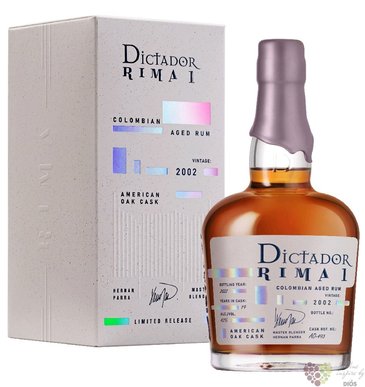 Dictador 2002 „ Rima American Oak Cask ” unique Colombian rum 42% vol. 0.70 l