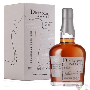Dictador 2008  Parrafo Fino  unique Colombian rum 46% vol. 0.70