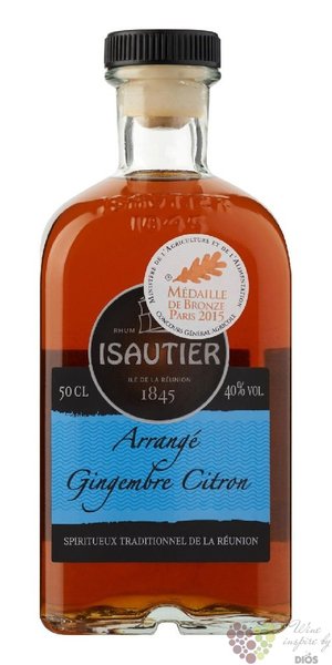 Isautier Arrang  Gingembre Citron  flavored Reunion rum 40% vol.  0.50 l