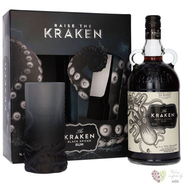 Kraken „ Black spiced ” glass set flavored Trinidad &amp; Tobago rum 40% vol.  1.00 l