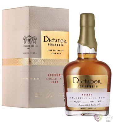 Dictador 1980  Jerarqua Borbn  unique Colombian rum 41% vol.  0.70 l