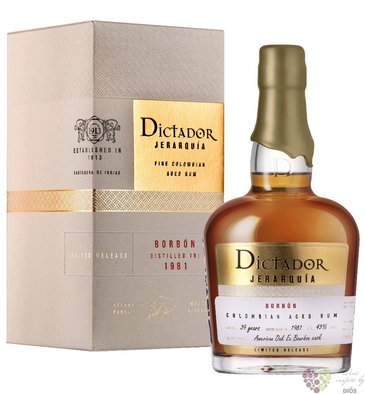 Dictador 1981  Jerarqua Borbn  unique Colombian rum 43% vol.  0.70 l