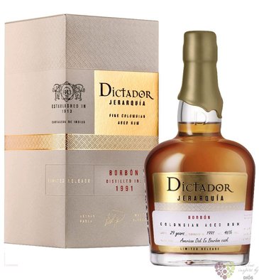 Dictador 1991 „ Jerarquía Borbón ” unique Colombian rum 46% vol.  0.70 l