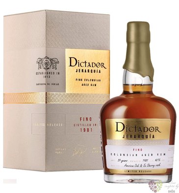 Dictador 1981  Jerarqua Fino  unique Colombian rum 42% vol.  0.70 l