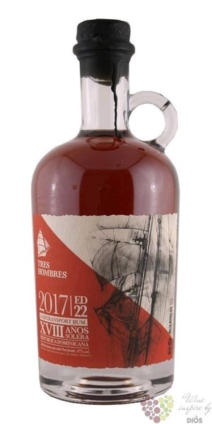 Tres Hombres batch 22  Porto Domininicano  aged 18 years Dominican rum 42% vol.  0.70 l