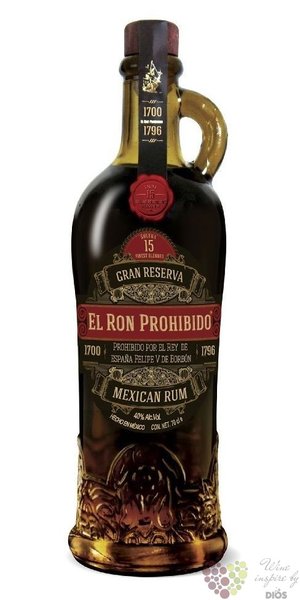 el ron Prohibido Habanero „ Gran reserva ” aged 15 years Mexican rum 40% vol.  0.70 l