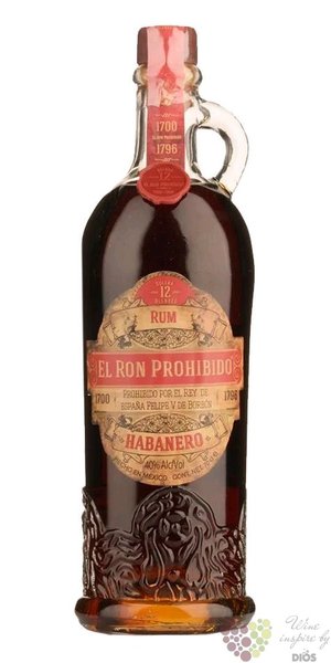 el ron Prohibido Habanero 12 years aged Mexican rum 40% vol.  1.75 l