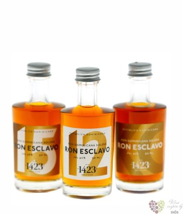 Esclavo collection „ 12 years &amp; 15 years &amp; 23 years old ” rum of Dominican republic 3 x 0.05