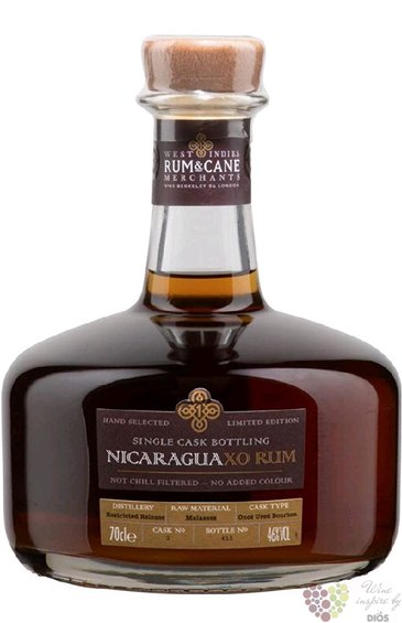 West Indies R&amp;C merchants Single cask  XO Nicaragua no.1  unique rum 46% vol.  0.70 l