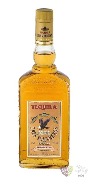 Tres Sombreros „ Gold ” mexican tequila 38% vol.  1.00 l