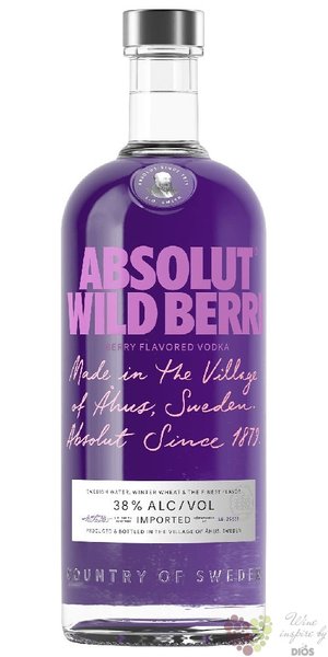 Absolut flavor „ Wild Berri ” country of Sweden Superb vodka 38% vol.  1.00 l