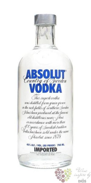 Absolut „ Blue ” country of Sweden superb vodka 40% vol.   0.70 l