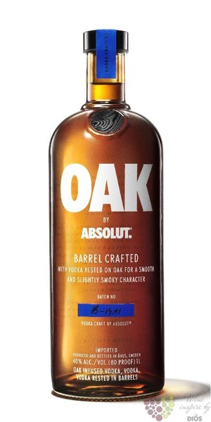 Absolut aged „ Oak” country of Sweden superb vodka 40% vol.  1.00 l