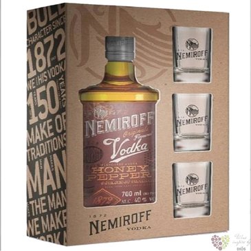 Vodka Nemiroff Original Honey Pepper + 3 skla GB 40%0.70l