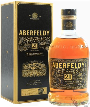 Aberfeldy „ Malbec Cask ” aged 21 years Highlands whisky  46% vol.  0.70 l