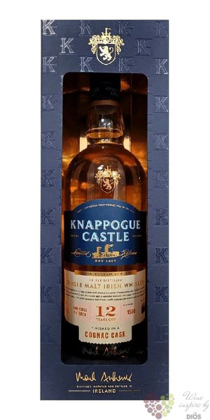 Knappogue Castle „ Cognac cask ” aged 12 years single malt Irish whiskey 46% vol.  0.70 l