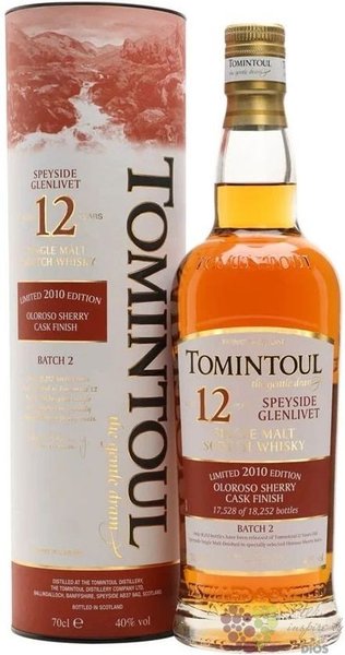 Tomintoul 2010 „ Oloroso Cask ” aged 12 years Speyside whisky 40% vol.  0.70 l