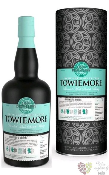 the Lost distillery „ Towiemore Archivist ” blended malt Scotch whisky 46% vol.  0.70 l