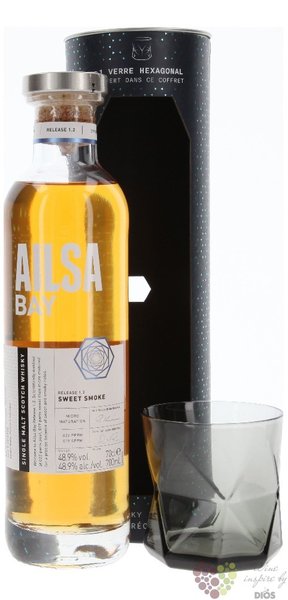 Ailsa Bay „ Sweet Smoke ” glass set Lowland whisky 48.9% vol.  0.70 l