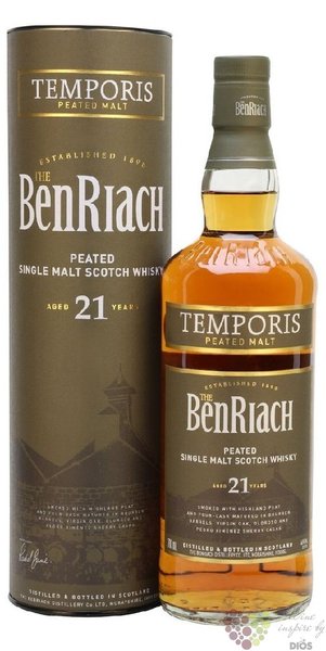 BenRiach „ Temporis Peated ” aged 21 years Speyside single malt whisky 46% vol.  0.70 l