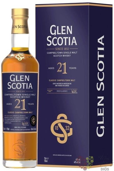 Glen Scotia 21 years old Campbeltown single malt whisky 46% vol.  0.70 l