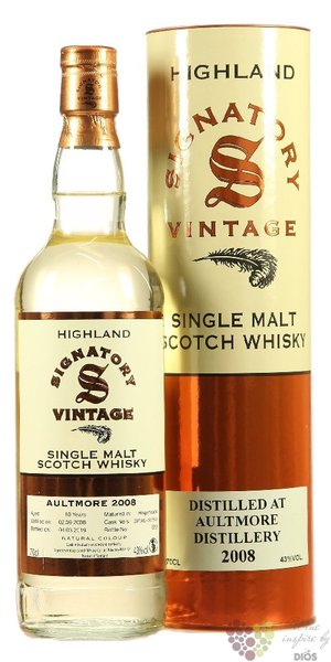 Aultmore 2008  Signatory Vintage  bott.2019 Speyside whisky 43% vol.  0.70 l