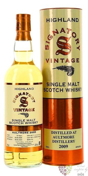 Aultmore 2009 „ Signatory Vintage ” bott. 2020 Speyside whisky 43% vol.  0.70 l