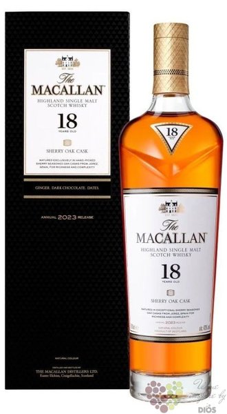 Macallan  Sherry cask  aged 18 years Speyside Single malt whisky 43% vol.  0.70 l