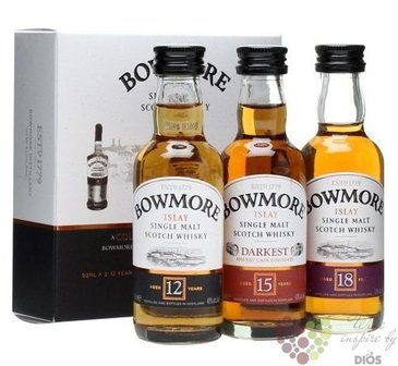 Set MINI Whisky Bowmore 12+15+18 set  gB 43%3x0.05l